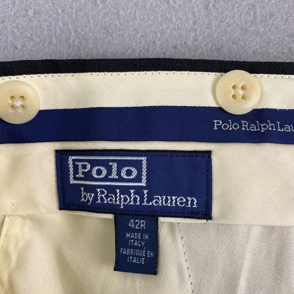 Polo Ralph Lauren Mens serge Wool Dress Pants 34 slim fit Side Tab Unhemmed NWOT